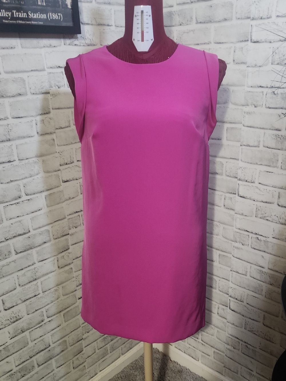 Ann Taylor Sleeveless Shift Dress in Fuchsia Pink